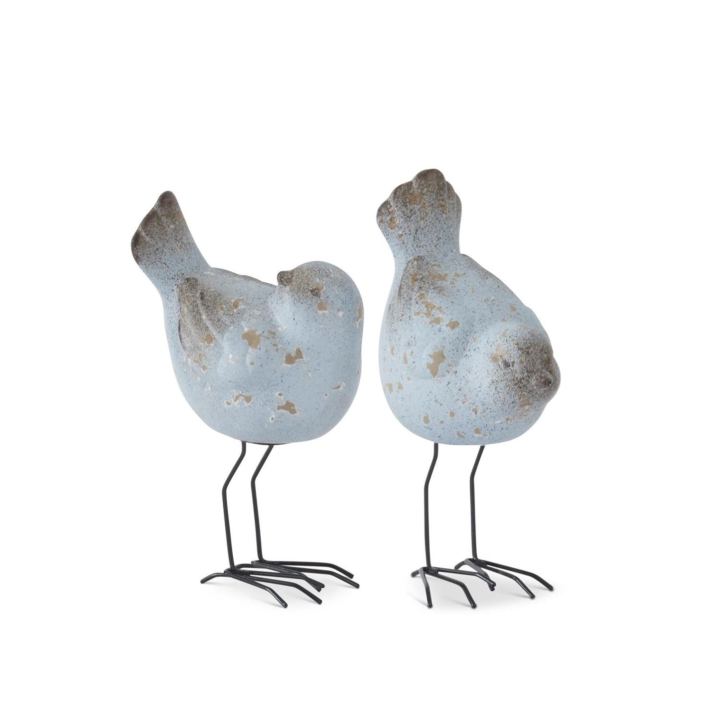 Weathered Blue Terracotta Birds Set of 2