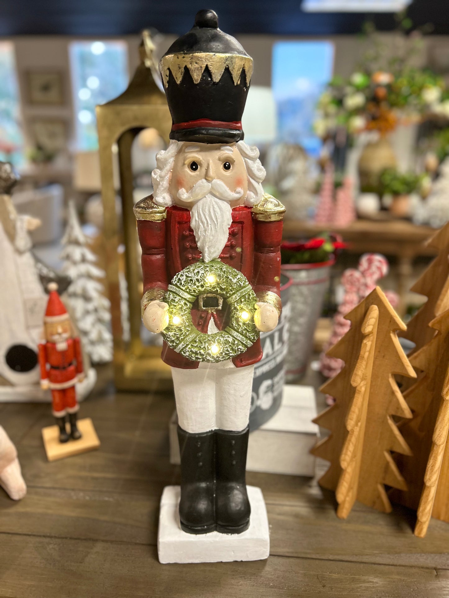 Lighted Nutcracker with Wreath