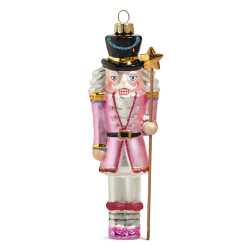 Pink Nutcracker Glass Ornament