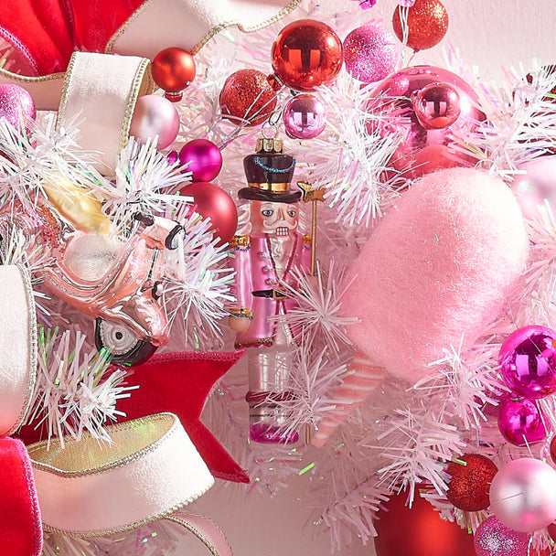 Pink Nutcracker Glass Ornament