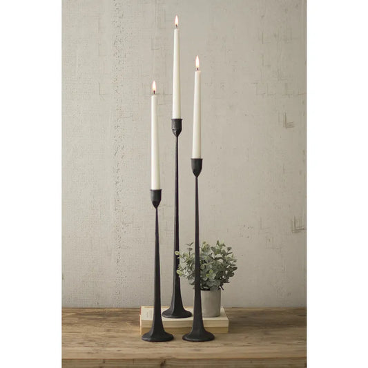 Black Cast Iron Candle Holder Set Of 3