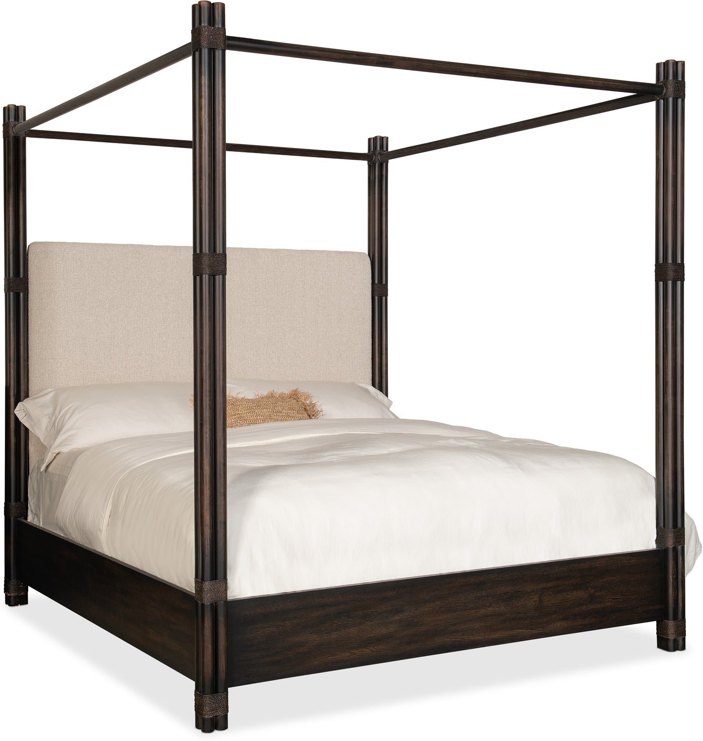 Rattan Upholstered King Bed