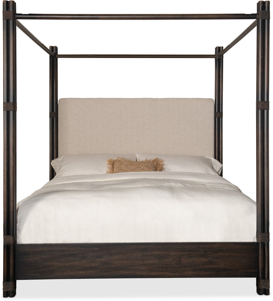 Rattan Upholstered King Bed