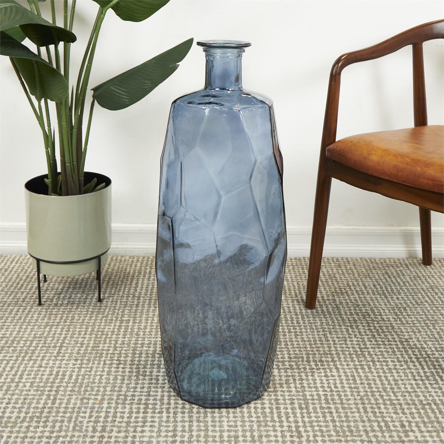 Blue Cylinder Glass Vase