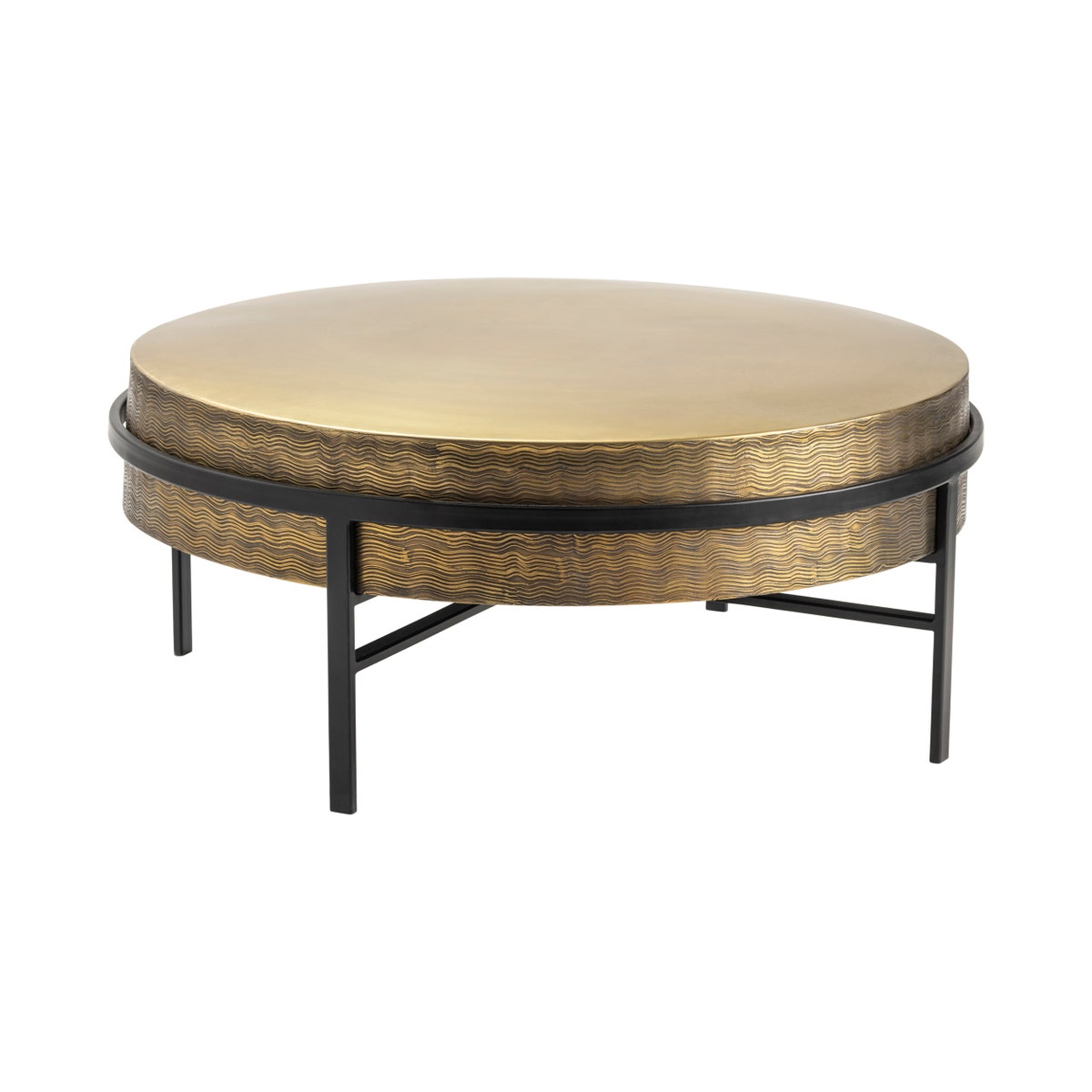 Crestview Collection Hudson Textured Brass Cocktail Table CVFZNR008