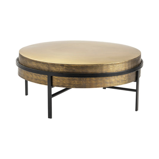 Crestview Collection Hudson Textured Brass Cocktail Table CVFZNR008