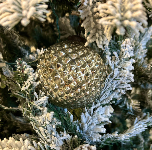 Large Silver Textured Christmas Ornament 4"