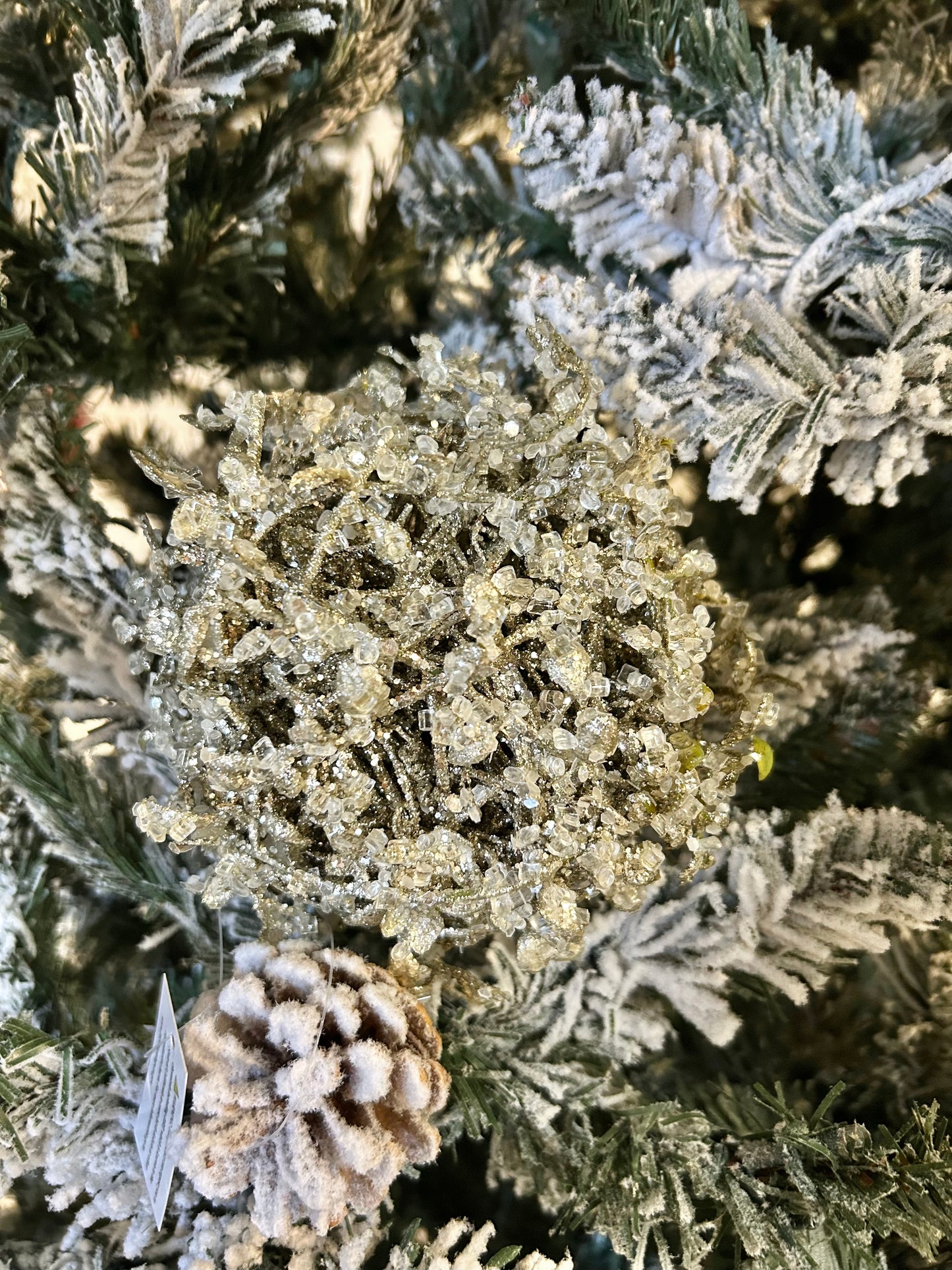 Iced Leaf Gold Twig Christmas Ornament