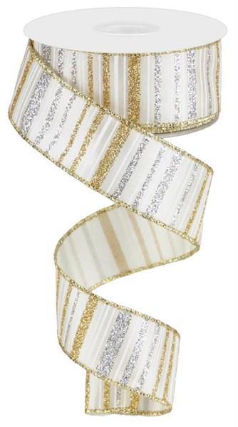 Gold Stripe Glitter Ribbon