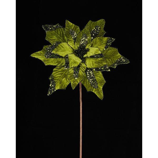 22" Velvet Glitter Poinsettia Stem