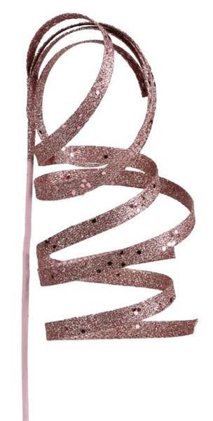 Pink Curly Glitter Ribbon Pick