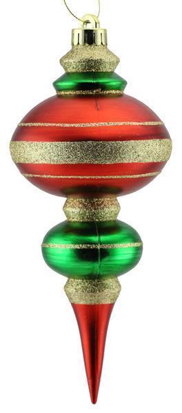 10" Red Green Gold Finial