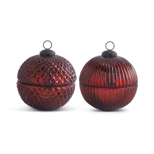 7" Red Mercury Glass Ornament Candle