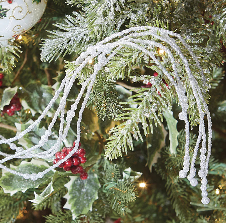 5' Silver Glittered Beaded Garland