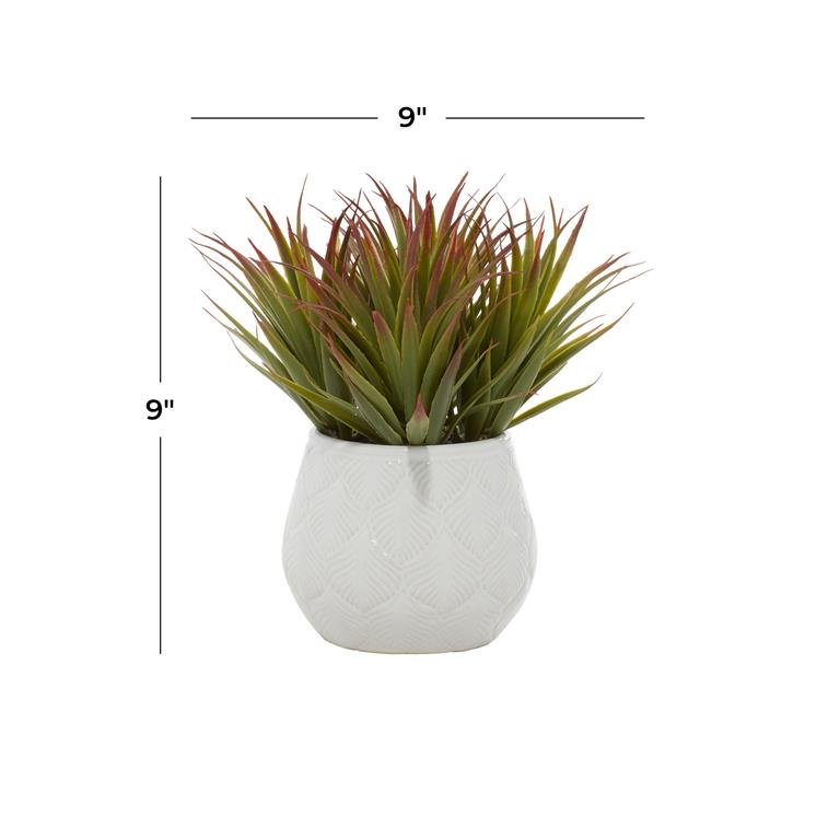Aloe Faux Plant with White Ceramic Pot