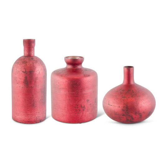 Antique Red Matte Glass Bottle