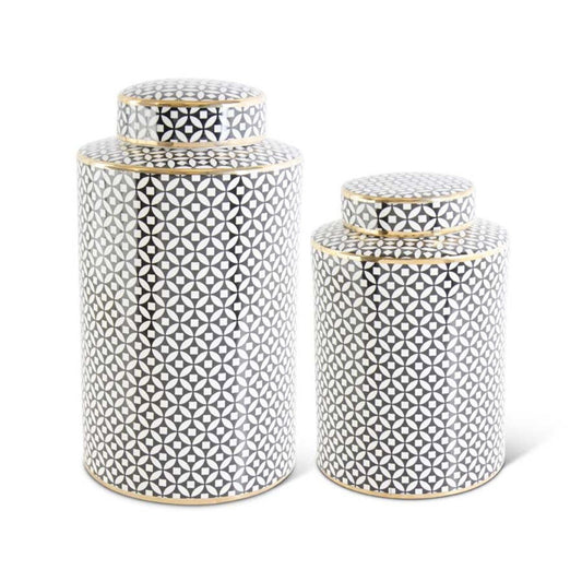 Black & White Lidded Jars Set of 2