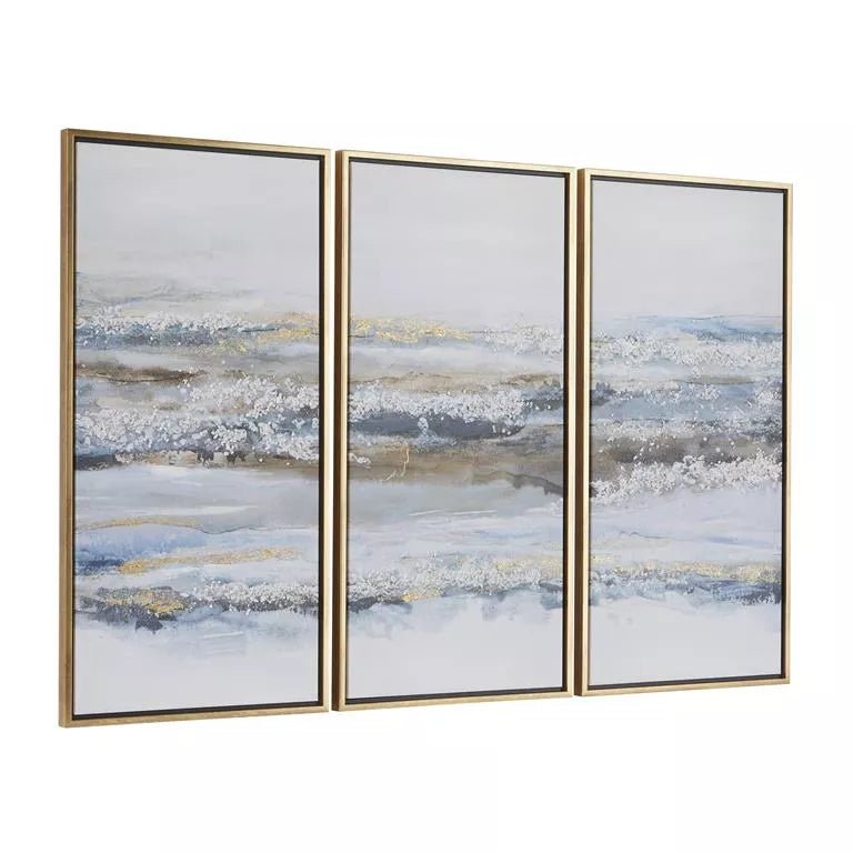 Blue Canvas Landscape Framed Wall Art Set of 3