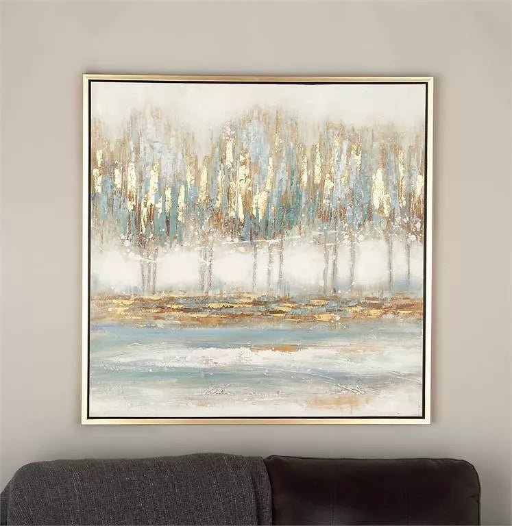 Blue Canvas Treeline Framed Wall Art