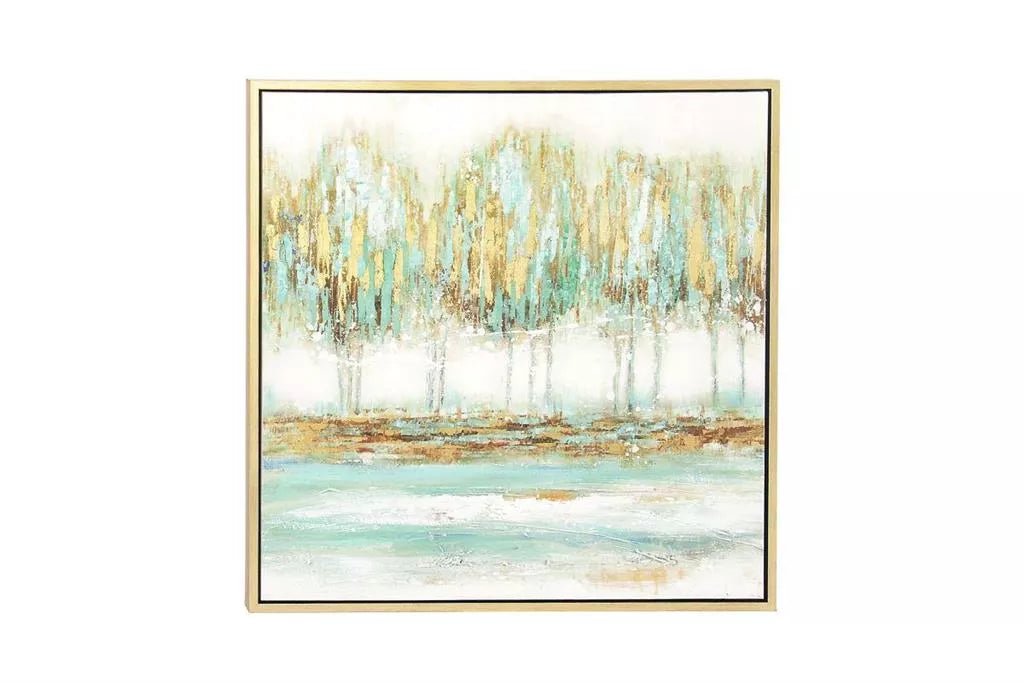 Blue Canvas Treeline Framed Wall Art