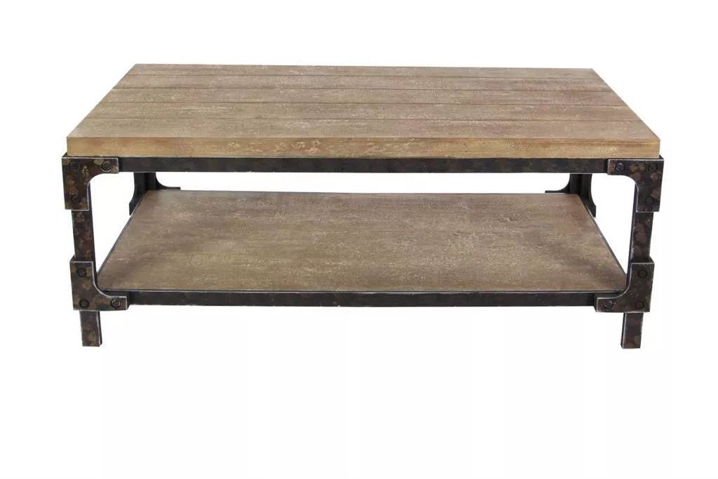 Brown Wood 1-Shelf Coffee Table