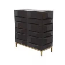 Brown Wood Geometric 2 Door Console