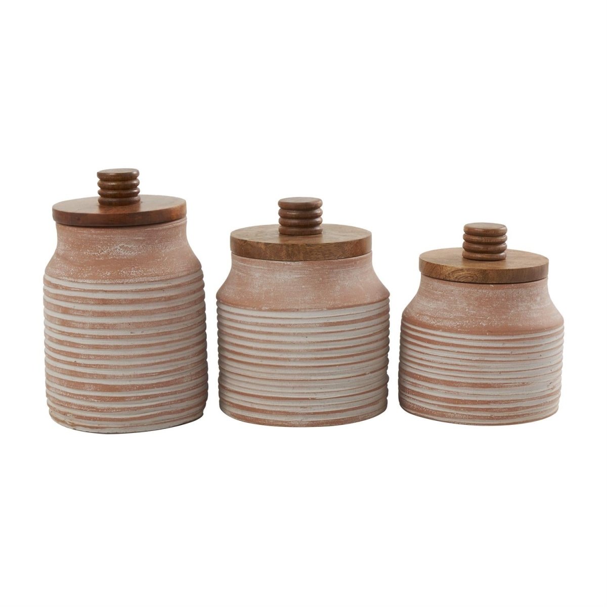 Decorative Jars With Wood Lid Set