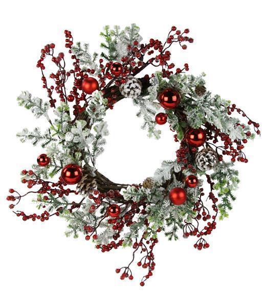 Flocked Pine Wreath 21.5"