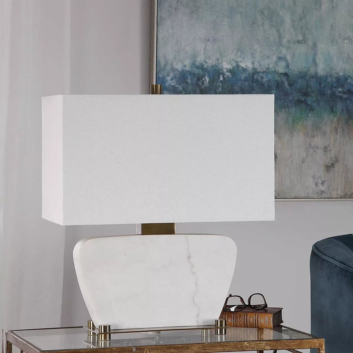 Genessy White Marble Table Lamp