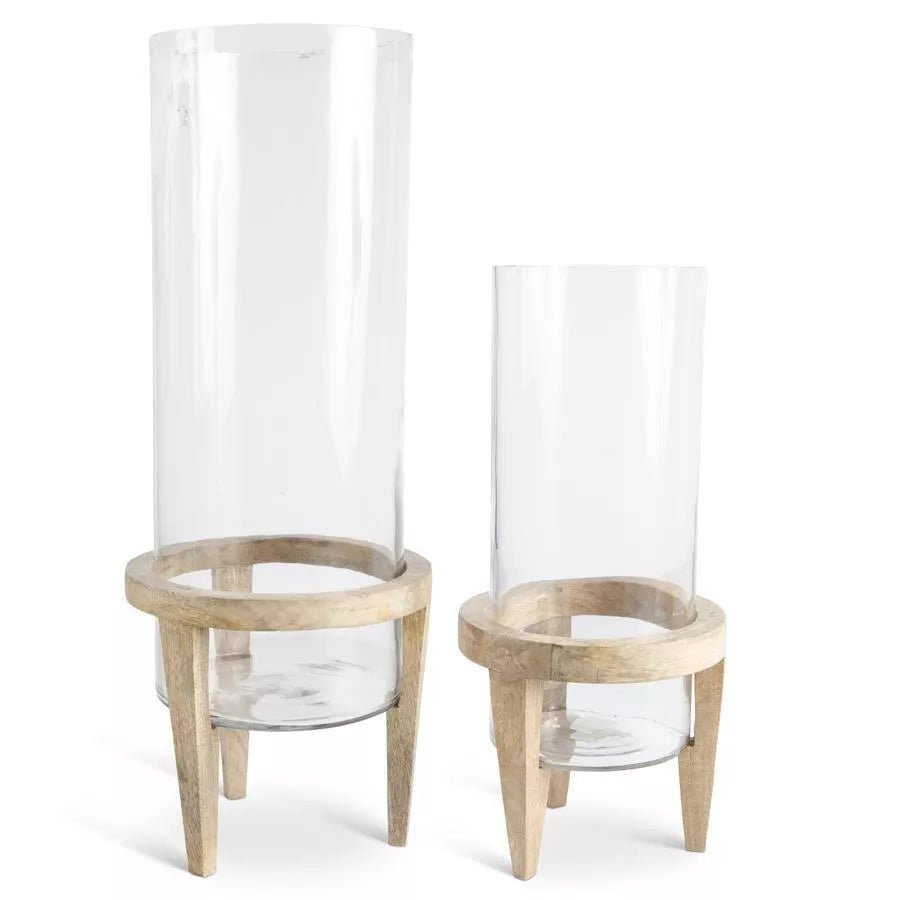 Glass Cylinders with Wood Stand