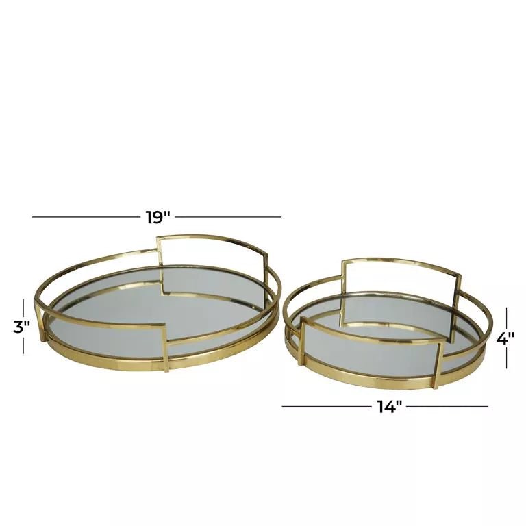 Gold Mirrored Tray, Set of 2