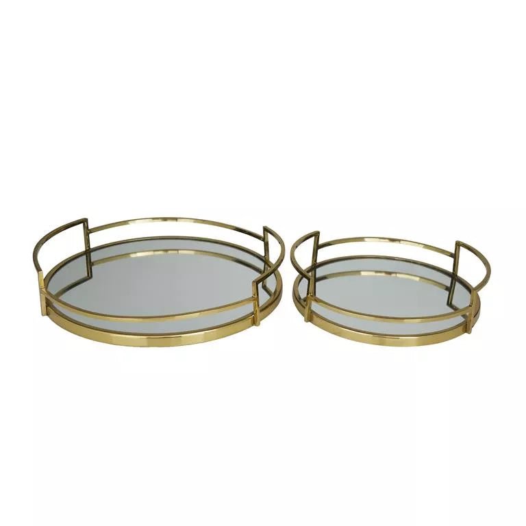 Gold Mirrored Tray, Set of 2