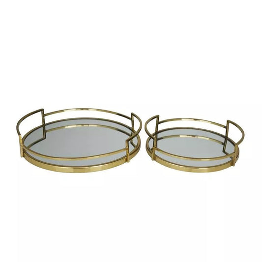 Gold Mirrored Tray, Set of 2