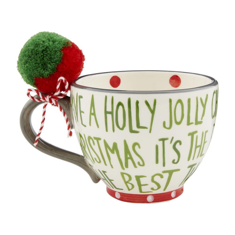 Green Christmas Mug With Pom Pom