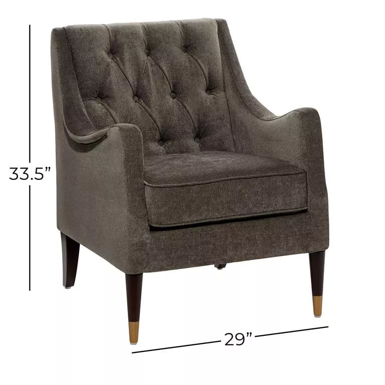 Grey Fabric Tufted Accent Chair