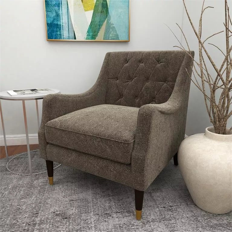 Grey Fabric Tufted Accent Chair