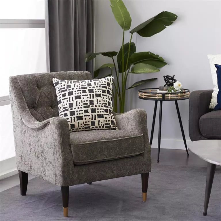 Grey Fabric Tufted Accent Chair