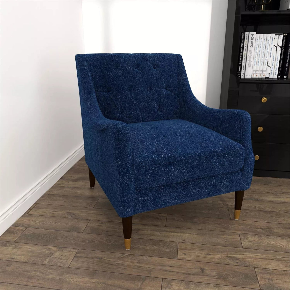 Grey Fabric Tufted Accent Chair