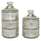 Grey Glass Stackable Jars, Set of 2