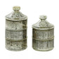 Grey Glass Stackable Jars, Set of 2