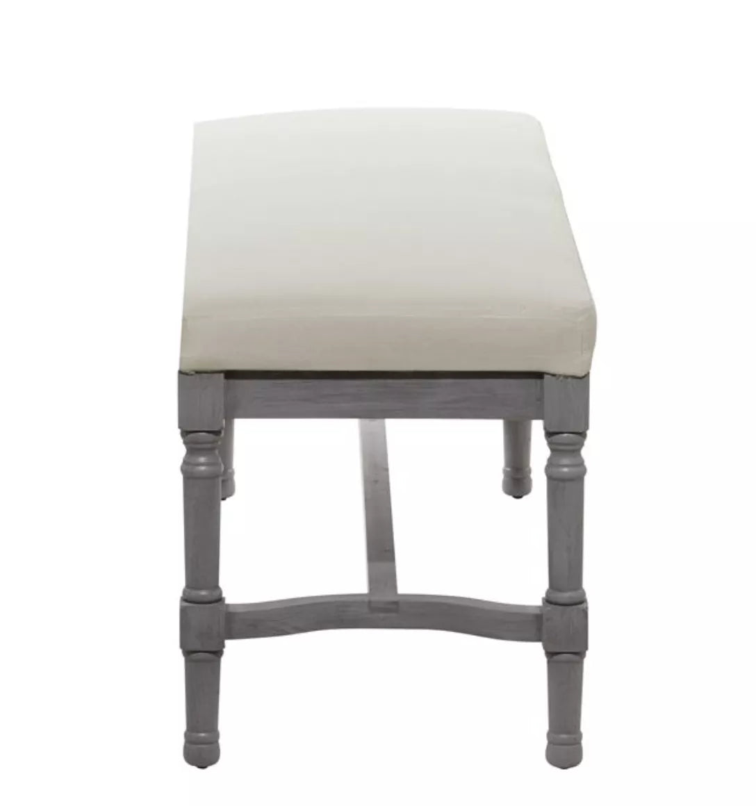 Grey Wooden Bench with Linen Seat