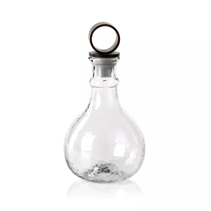 Hammered Glass Decanter & Wrought Iron Stopper