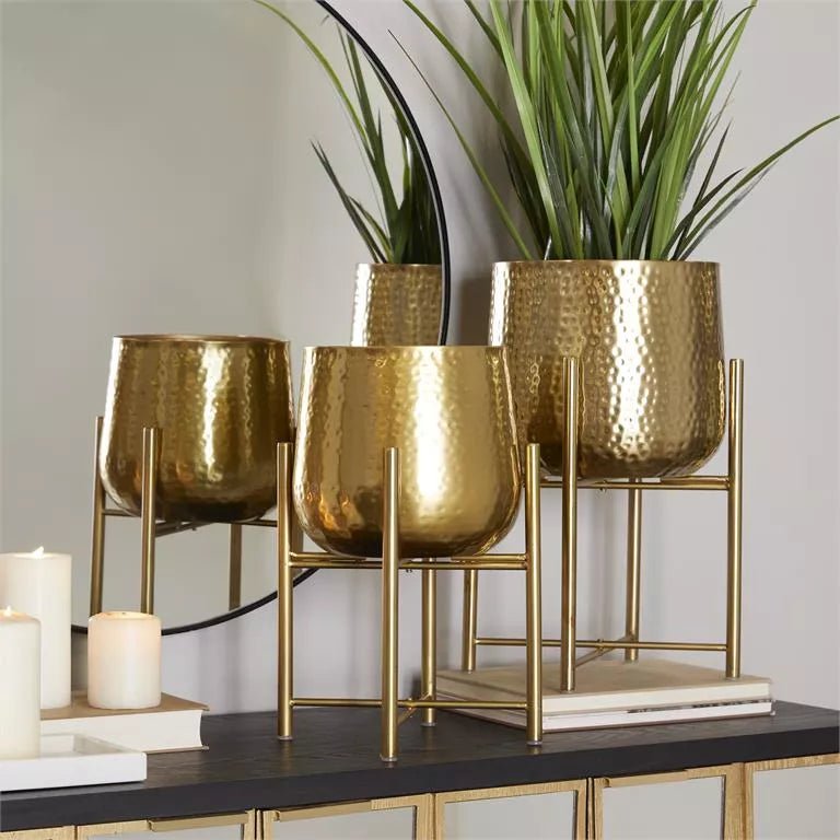 Hammered Gold Plant Stand