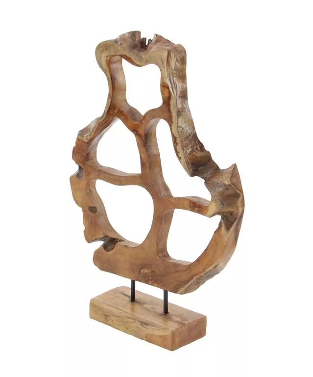 Handmade Teakwood Abstract Sculpture, 16" x 25"