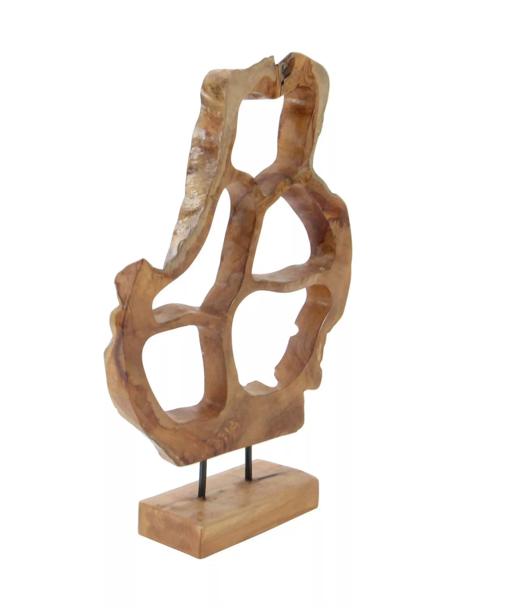 Handmade Teakwood Abstract Sculpture, 16" x 25"