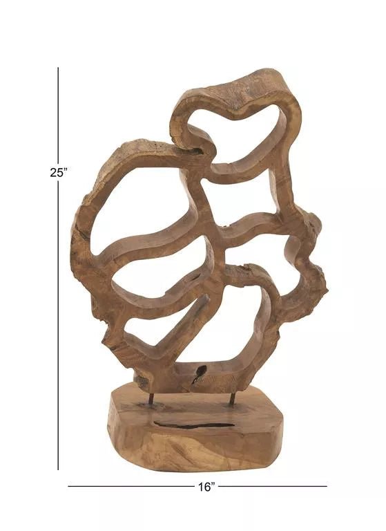 Handmade Teakwood Abstract Sculpture, 16" x 25"