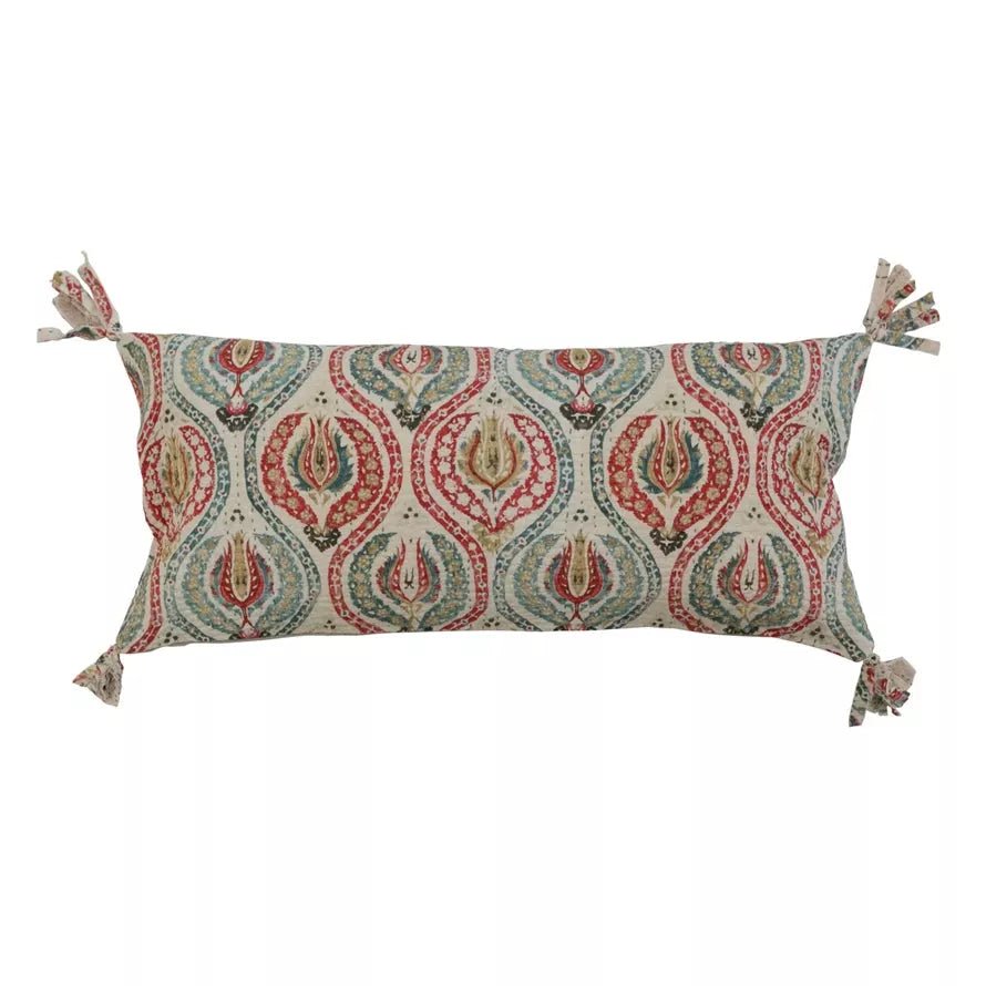 Ikat Lumbar Pillow With Tassels