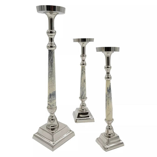 Marbled Pillar Candle Holders