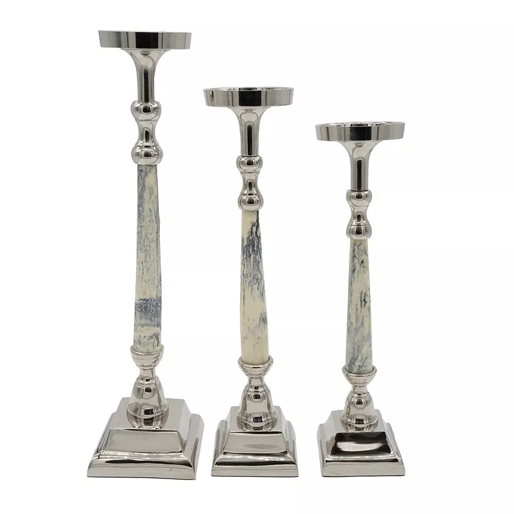 Marbled Pillar Candle Holders