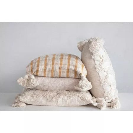 Plaid Pillow With Tassels